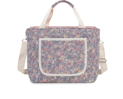Vista 6 de Lmbabter Bolsa organizadora de pañales para bebé, organizador floral para mamá, contenedor de almacenamiento para pañales para mujeres