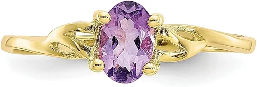 Vista 4 de Anillo de oro amarillo de 10 quilates con piedra natal de amatista morada tamaño 700 de piedra de febrero joyería fina para mujeres regalos