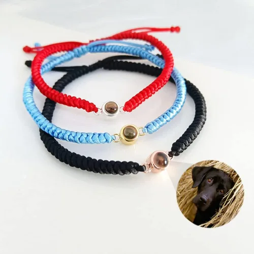 Vista 3 de Pulseras de proyección personalizadas con fotos, pulseras personalizadas para parejas con fotos de mascotas familiares para parejas, joyería