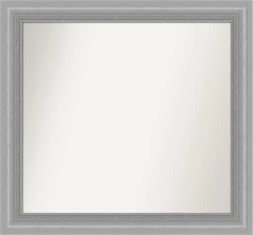Vista 243 de Amanti Art Espejo de baño plateado para sobre el fregadero, 24 x 24 pulgadas, espejo cuadrado de peltre forjado a medida, marco de madera casual