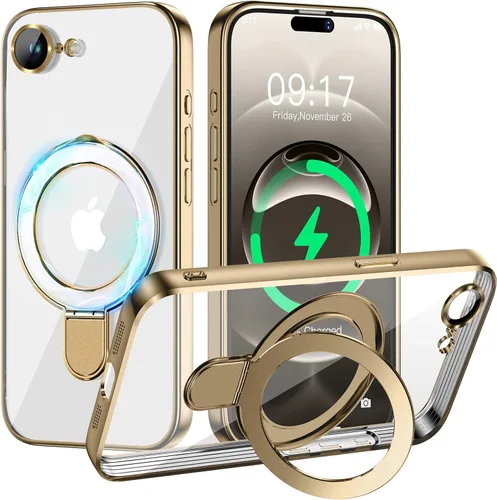 Vista 56 de Funda magnética para iPhone 14 Pro con soporte invisible [compatible con MagSafe] [protector completo de lente de cámara]