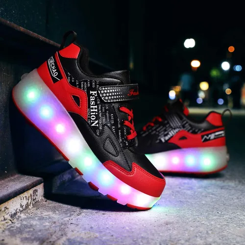 Vista 7 de HHSTS Zapatos para niños – Nuevos mejorados con ruedas zapatos de luz LED de colores patines rodantes brillantes zapatos de patinar regalos simples