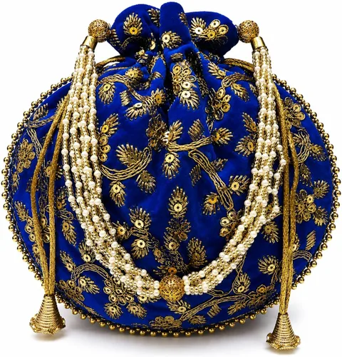 Vista 11 de Bolsa de terciopelo bordada para mujer, bolsa con cordón, regalo de boda dorado para mujer Negro