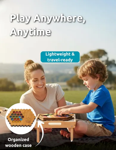 Vista 7 de Juego de rompecabezas hexagonal de madera para niños y adultos, juego de rompecabezas de bloques hexagonales hecho a mano con precisión, colorido