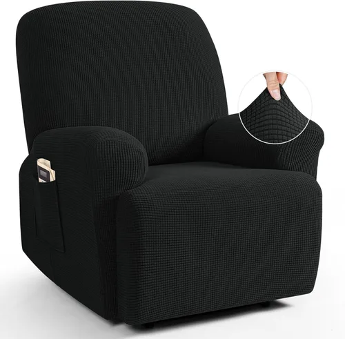 Vista 12 de TAOCOCO Funda reclinable de 4 piezas, funda elástica para sofá reclinable de 4 piezas, funda reclinable con 1 asiento, protector de sofá suave