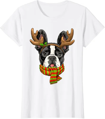 Vista 18 de Camiseta de Navidad para perro Bulldog Francés, Negro, S