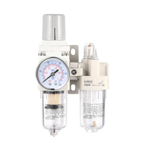 Vista 9 de Filtro de aire de compresor de 1/4 pulgadas Regulador de presión Filtro separador de trampa de agua y aceite con copa lubricante AFC2000 1/4 "Filtro