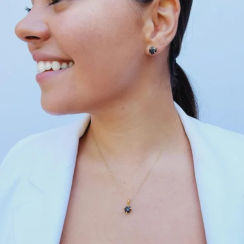 Vista 71 de Aretes de piedra preciosa natural en bruto con oro amarillo sobre plata de ley 925, 6 a 0.276 in, regalo de piedra de nacimiento de calidad genuina