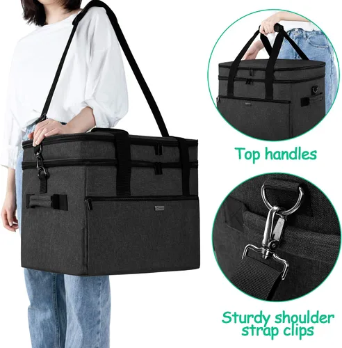 Vista 5 de YARWO Bolsa de viaje grande para olla de cocción lenta compatible con Crock-Pot/Hamilton Beach de 8 a 10 cuartos de galón, doble capa