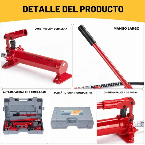 Vista 3 de Kit portátil de reparación de auto con gato hidráulico para levantar toneladas, pesado