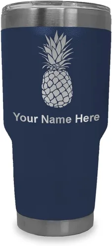 Vista 38 de LaserGram Vaso aislado al vacío de 20 onzas, piña, grabado personalizado incluido (negro)