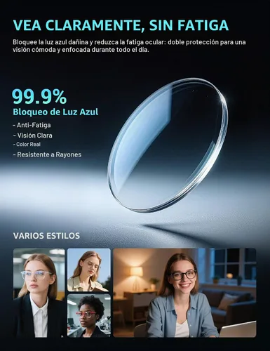 Vista 7 de TIJN Olisa Blue Light Blocking Glasses for Women Men,Retro Oval Frame Bluelight Eyeglasses for Gaming Computer Screen Use