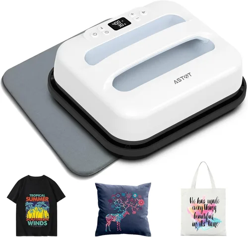 Vista 11 de AST&T Máquina de prensa térmica de 12 x 10 pulgadas, portátil y fácil de prensar para camisetas, almohadas, bolsas de mano y más, color blanco