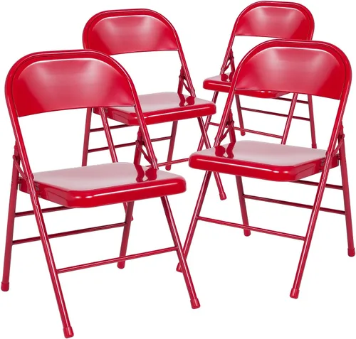 Vista 14 de Flash Furniture Serie Hércules Silla plegable de metal de triple soporte y doble bisagra - beige