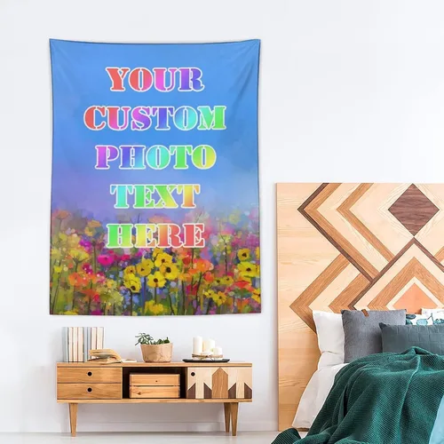 Vista 6 de Tapiz personalizado para cargar imágenes con fotos y textos, tapiz personalizado para colgar en la pared, manta de telón de fondo para decoración