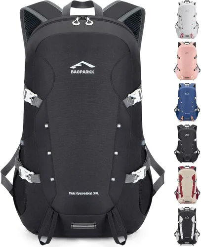 Vista 11 de BAGPARKK Mochila de senderismo, mochilas de viaje grandes de 35 litros para hombres y mujeres, resistente al agua, ultra ligera, plegable, plegable