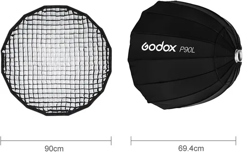 Vista 2 de Godox Portátil P90L 90CM profundo Parabólico Honeycomb Grid Softbox Bowens Mount Studio Flash Reflector Photo Studio Softbox