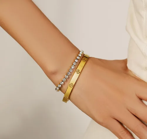 Vista 18 de Regalo de Navidad MVCOLEDY Jewelry - Pulsera chapada en oro o blanco con piedra de corazón de acero inoxidable con cristal para mujer