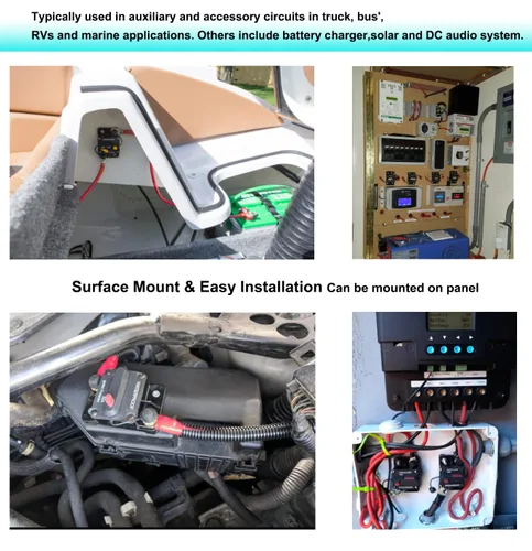 Vista 5 de Disyuntor manual de 12 V, 24 V, 15 A, reinicio manual para automóvil, RV, solar, marina, automoción, 12 voltios, 32 V CC, disyuntor de motor