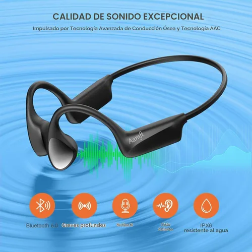 Vista 4 de Auriculares de Conducción Ósea - Auriculares Bluetooth 6.0 de Oído Abierto, Auriculares Inalámbricos con Micrófono y Ajuste Cómodo, 10 Horas