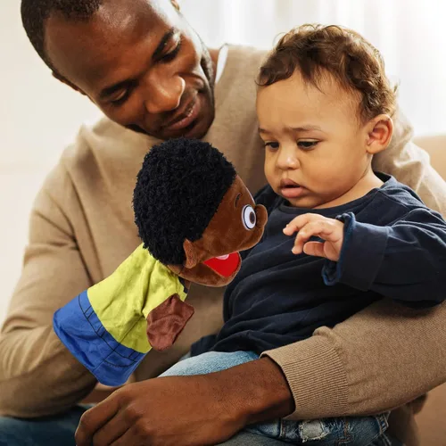 Vista 6 de 1 pieza de marionetas de mano familiares de 12 pulgadas, abuelos, mamá y papá, hermano y hermana, marionetas de mano de peluche para niños, juguetes
