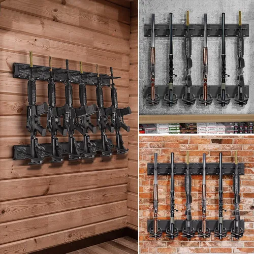 Vista 6 de Robust Bastidores de armas de interior para montaje en pared, soporte de pared ajustable para armas, soporte de pistola de acero resistente