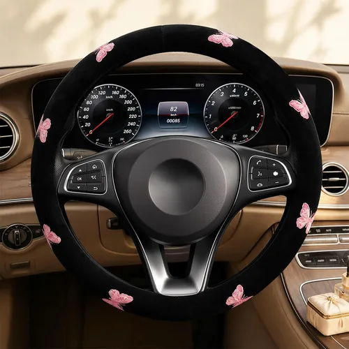 Vista 29 de Funda de cuero para volante de automóvil, material Panapi, universal de 14.5-15 pulgadas, antideslizante, transpirable, fundas para volante