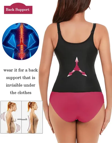 Vista 3 de GainKee, corsé para cinturón de clip y cremallera para mujer, neopreno, chaleco de sudor para dar forma al cuerpo