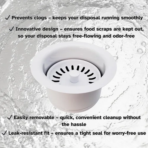 Vista 9 de Westbrass D2082S-50 3-1/2" Cuello Extra-Profundo Fregadero de Cocina Eliminación de Residuos Brida y Tapón Colador, Revestimiento en Polvo Blanco