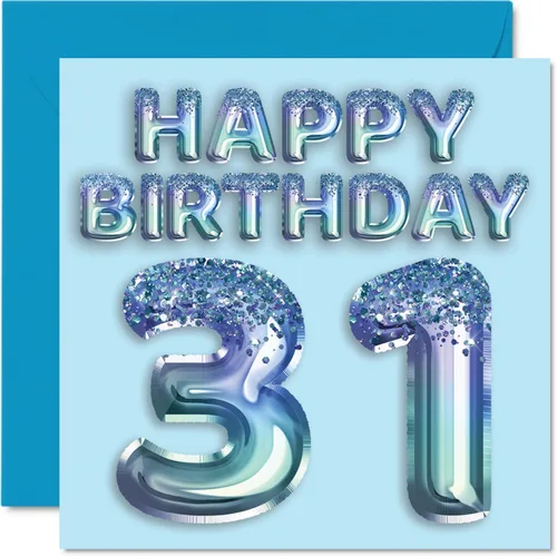 Vista 86 de Stuff4 Tarjeta de primer cumpleaños para niños, globo de fiesta con purpurina azul, tarjetas de feliz cumpleaños para niño de 1 año, nieto, hijo, 57
