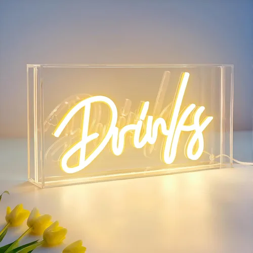 Vista 11 de Señal de Neón "Be Kind", Caja de Luz de Escritorio "Be Kind" de USB LED con Interruptor de ENCENDIDO/APAGADO, Letrero de Neón 3D Iluminado para be