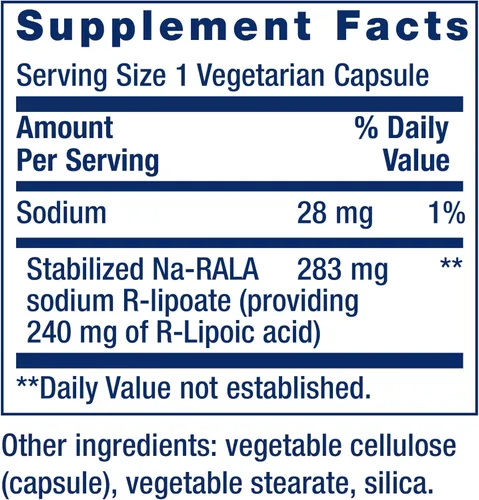 Vista 3 de Life Extension Ácido súper R-lipoico – Envejecimiento saludable, defensa del estrés oxidativo – con 240 mg de forma R activa de ácido R-lipoico