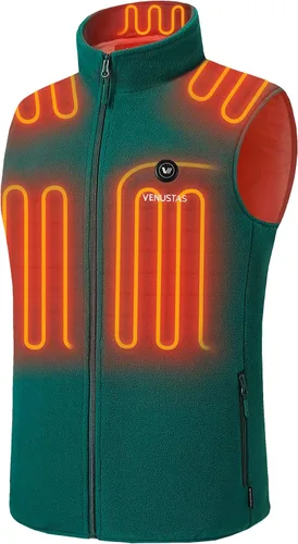 Vista 7 de Venustas Chaleco térmico de forro polar para hombre con batería, chaleco eléctrico ligero con aislamiento Negro
