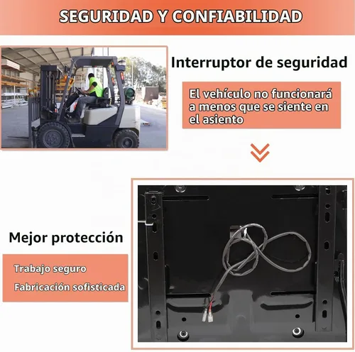 Vista 4 de Asiento universal de la carretilla elevadora, asiento del tractor con microinterruptor,Apoyabrazos para tractor,Excavadora Skid Loader