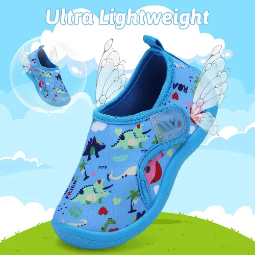 Vista 5 de FANTURE Zapatos de agua para niños y niñas, lindas sandalias acuáticas, playa, piscina, parque acuático, tenis acuáticos, para niños pequeños