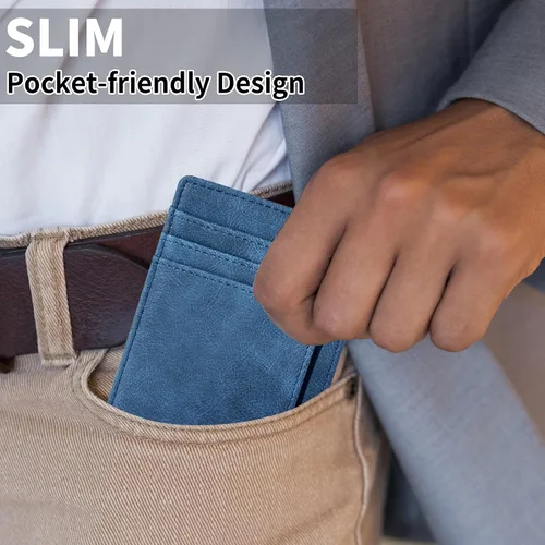 Vista 20 de Cartera Chelmon Slim RFID - Cartera de bolsillo frontal minimalista para tarjetas de crédito delgadas