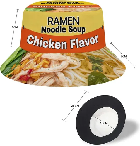Vista 3 de Sombrero de pescador con sabor a pollo y sopa de fideos ramen, gorra de pescador para mujeres y hombres, divertida comida casual, sombrero