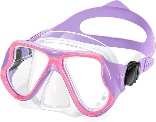 Vista 10 de Freela Paquete de 2 gafas de natación para niños y niñas de 3 a 14 años, lente de vidrio templado de 180° HD con cubierta de nariz para piscina