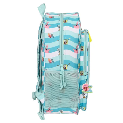 Vista 3 de Mochila Escolar Spongebob Stay positive Azul Blanco (33 x 42 x 14 cm)