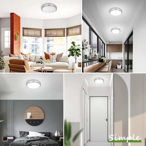 Vista 8 de Luces de Techo LED de 12 Pulgadas 36W, 2700K/3000K/4000K/5000K/6500K Ajustables de Montaje Empotrado, 3200LM Súper Brillantes Regulables Accesorio
