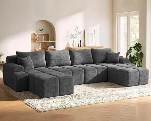 Vista 12 de Vipbear 120" Oversized Modular Sectional Sofa, Boneless Couch for Living Room, L Shape Deep Seat Sofa with Ottoman, Throw Pillows, Comfy Chenille