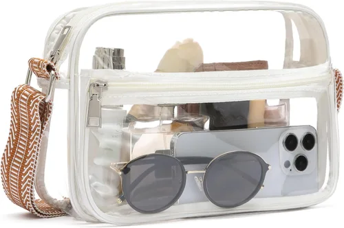Vista 8 de BOSTANTEN Bolsa transparente para mujer, aprobada para estadios, bolsas transparentes pequeñas, bolso cruzado de moda para conciertos, eventos