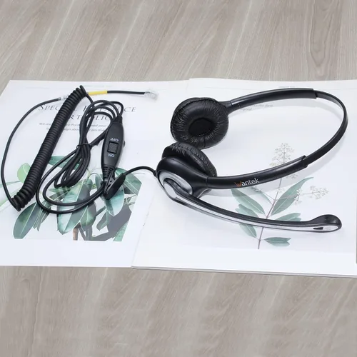 Vista 6 de Wantek Auriculares de teléfono con micrófono con cancelación de ruido, auriculares RJ9 compatibles con ajuste de volumen, interruptor de control