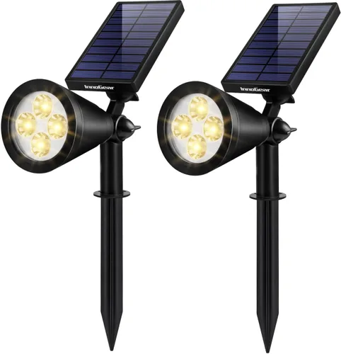 Vista 22 de InnoGear Focos solares, luces solares para exteriores, focos solares para bandera, poste de bandera, impermeable, iluminación de paisaje exterior