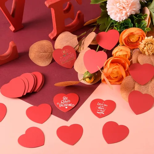 Vista 4 de 360 piezas de recortes de corazón pequeños con forma de corazón de papel de 2 pulgadas, confeti de corazones rojos de San Valentín, troqueles