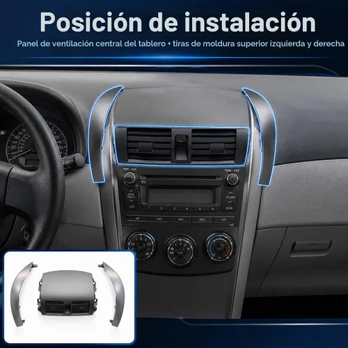 Vista 6 de GXARTS Panel de salida de aire para salpicadero central A/C y tira de adorno 55670-02160 Compatible con Toyota Corolla 2008 2009 2010 2011 2012 2013
