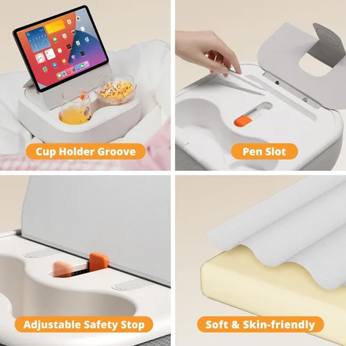 Vista 4 de SupeDesk Soporte magnético de almohada para tableta, soporte de regazo para tablet con dos anillos magnéticos, compatible con teléfonos de 4 a 13