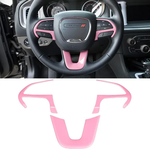 Vista 13 de Kit de decoración de accesorios interiores para cubierta de volante para Dodge Challenger Charger 2015-2024, para Dodge Durango y Jeep Grand Negro