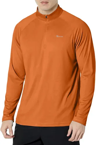 Vista 26 de Men's UPF 50+ Rash Guard 1/4 Zip Stand Collar Swim Shirt Long Sleeve Berry Conservar
