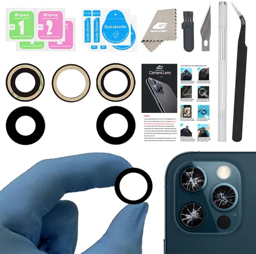 Vista 11 de Reemplazo de lente de vidrio de cámara para iPhone 11, GVKVGIH reemplazo de lente de vidrio de cámara trasera con adhesivo preinstalado, kit